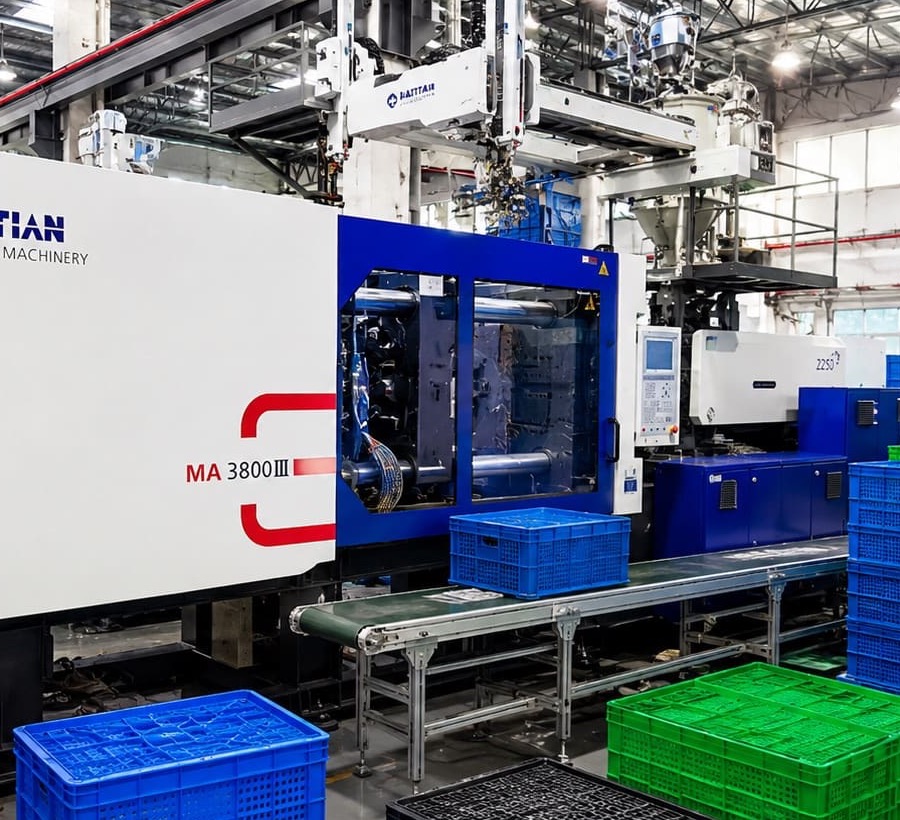 Injection molding clamping unit detail for video inspection