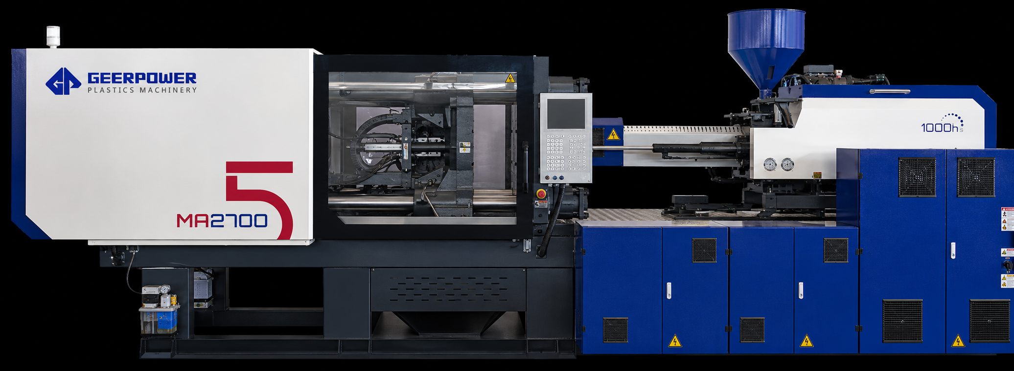 GEERPOWER servo-hydraulic new injection molding machine in a bright studio presentation